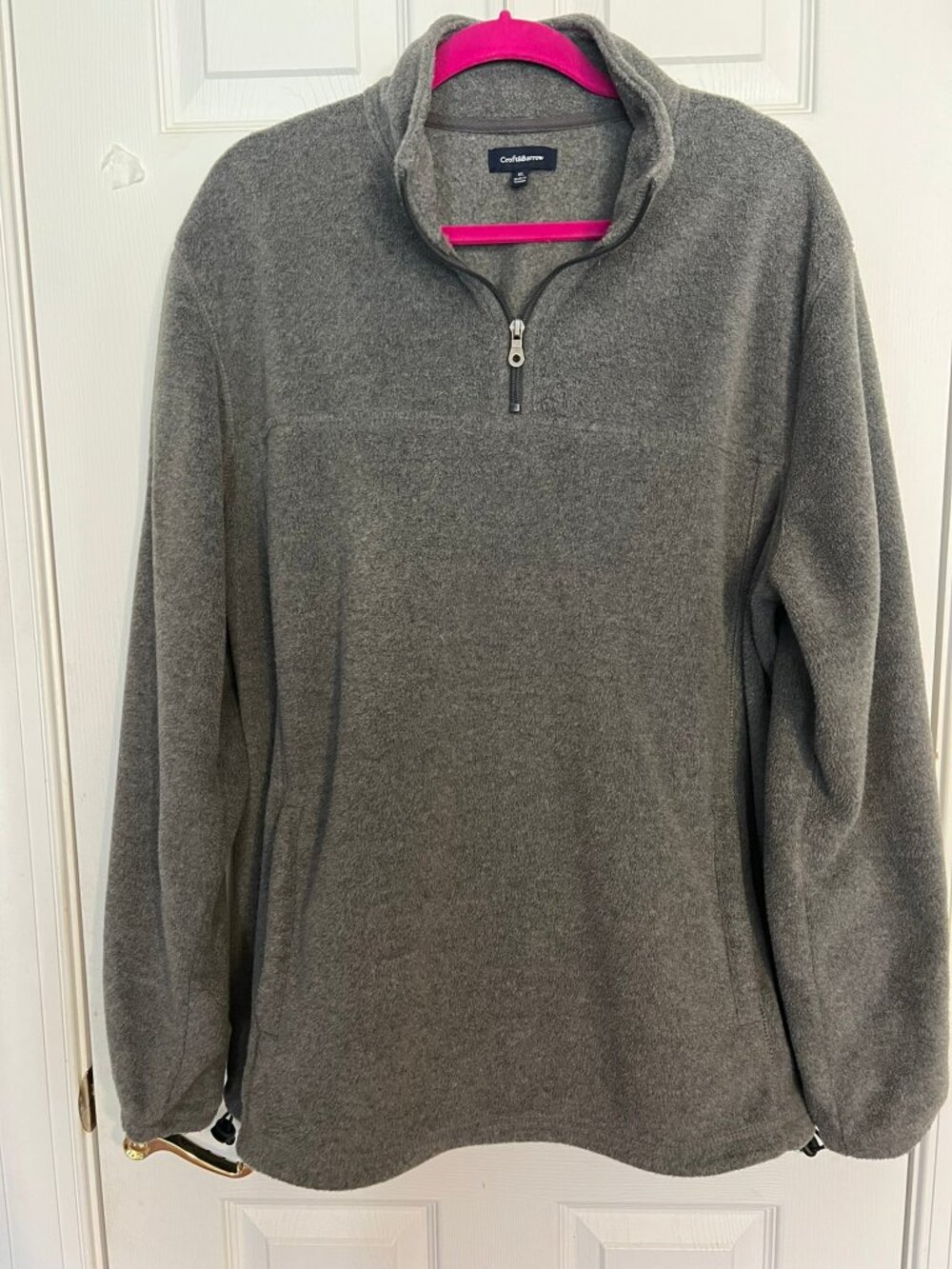 CROFT & BARROW Men’s ¼ Zip Fleece Casual Pullover Jacket Size XL Charcoal Grey